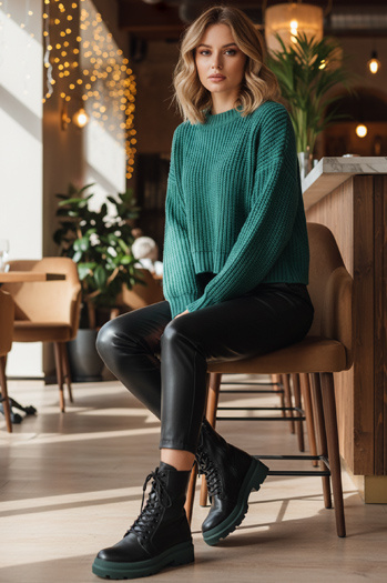 Botki damskie HARDSTEP wiązane czarne Dstreet ZY1304