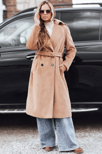 Płaszcz zimowy damski klasyczny trench kamelowy Dstreet NY0763