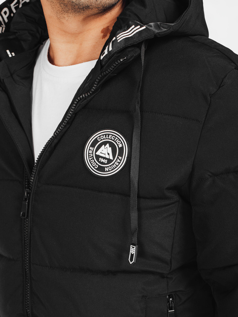 Kurtka męska zimowa pikowana z kapturem czarna Dstreet TX5072