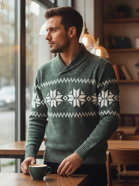 Sweter męski zielony Dstreet WX2270