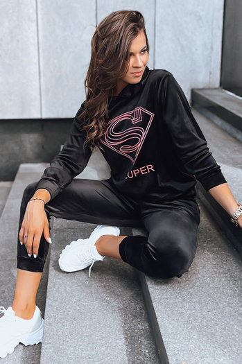 Czarne dresy welurowe damskie Vogue Velour Dstreet AY0876