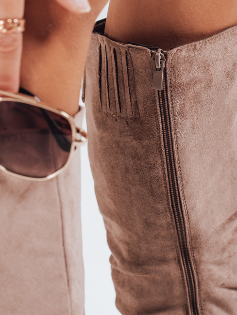 Kozaki damskie zamszowe beżowe Dstreet ZY1199