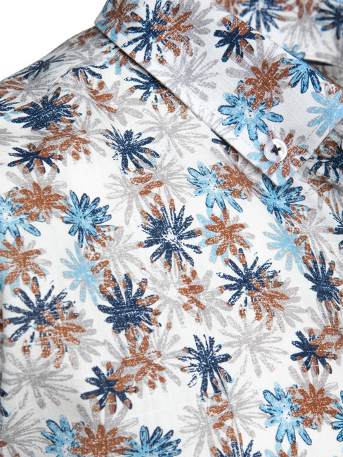 Koszula męska w kwiaty biała Dstreet DX2646