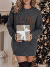 Sweter damski one size MIU MIU z napsiem grafitowy Dstreet MY2348