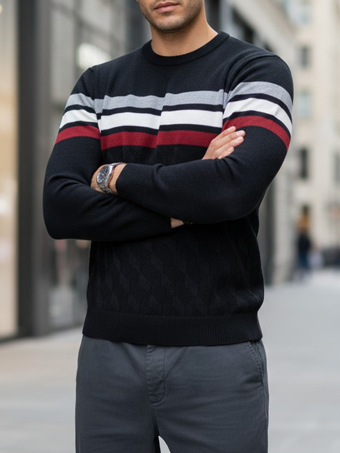 Sweter męski w paski czarny  Dstreet WX2333