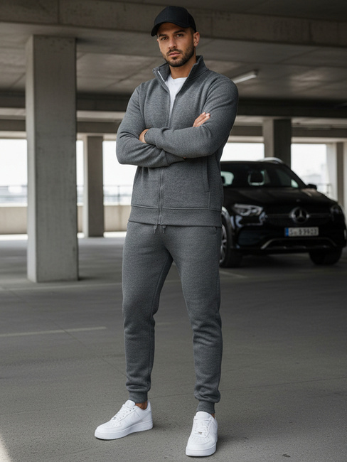 Bluza męska rozpinana bez kaptura antracytowa BX4111