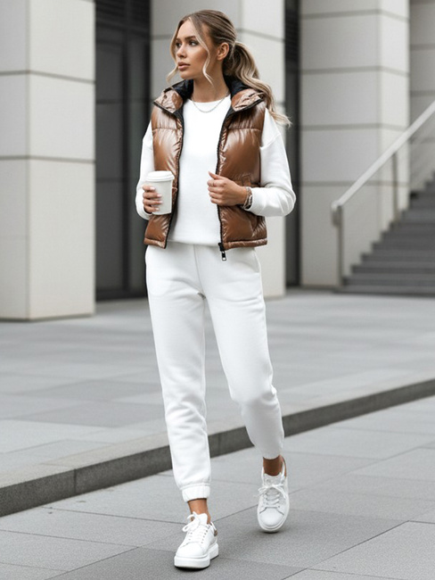 Kamizelka pikowana damska ASHE ciemnobeżowa Dstreet TY3778