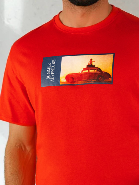 Koszulka męska z nadrukiem pomarańczowa Dstreet RX5486