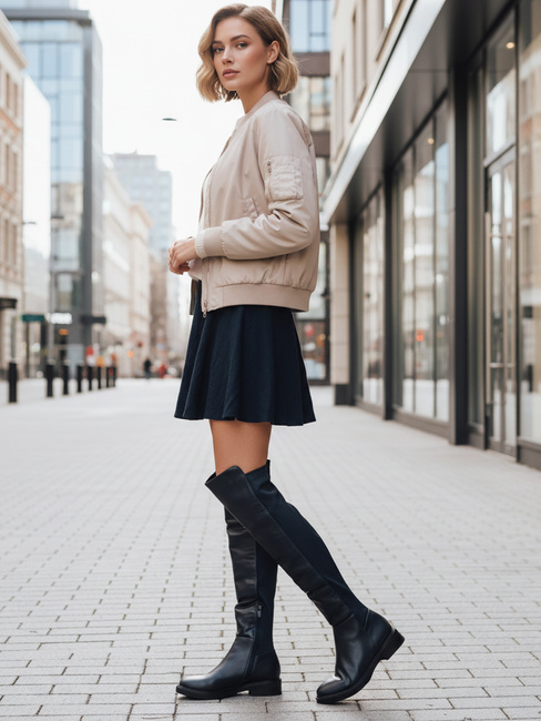 Kozaki damskie wysokie granatowe Dstreet ZY1281