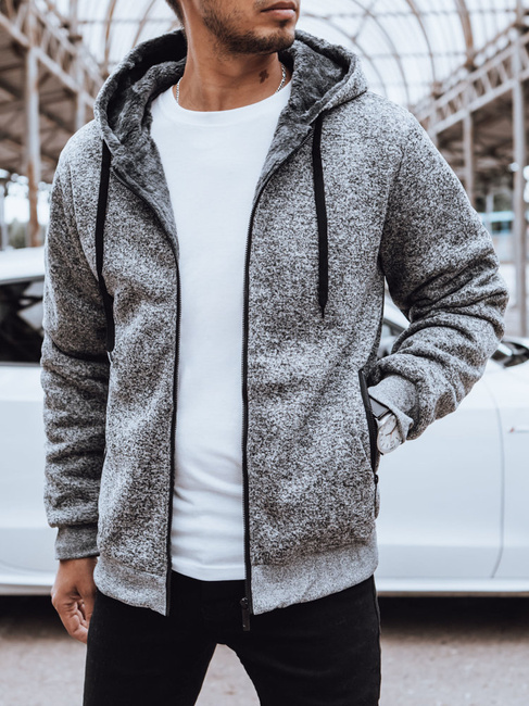 Rozpinana bluza męska ocieplana jasnoszara Dstreet BX5596