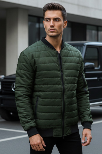 Kurtka męska pikowana bomber jacket zielona TX2211A