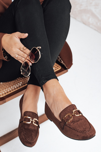 Mokasyny damskie zamszowe brązowe Dstreet ZY1177