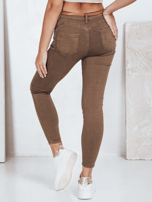 Spodnie damskie skinny z paskiem VIVASKIN brązowe Dstreet UY2745