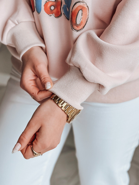 Bluza damska oversize z nadrukiem LALA VIBE różowa Dstreet BY1505