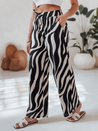 Spodnie damskie wide leg w paski ZEBRAVIBE beżowo-czarne Dstreet UY2653