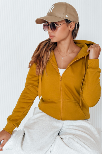 Bluza damska rozpinana z kapturem kamelowa BY0227
