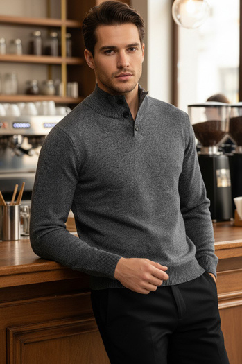 Sweter męski ze stójką jasnoszary Dstreet WX2356