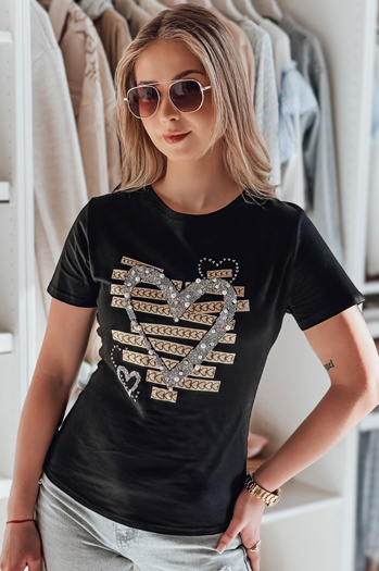 T-shirt damskie w serca MARISS czarny Dstreet RY2740
