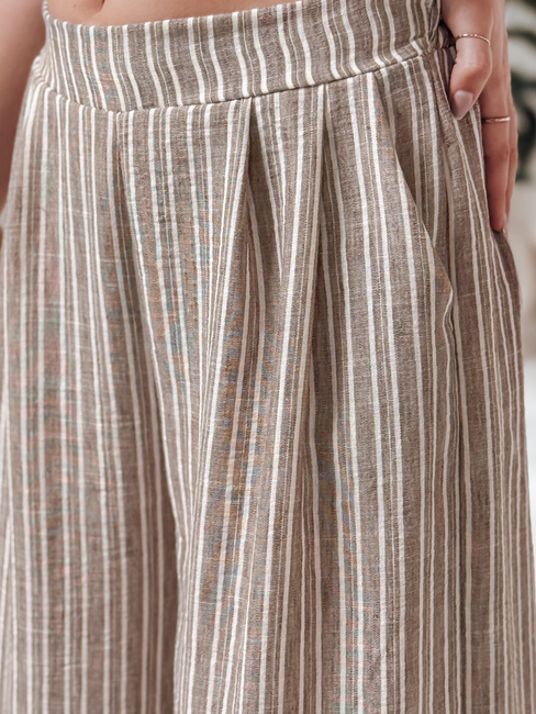 Spodnie damskie wide leg w paski MODERESS brązowe Dstreet UY2695