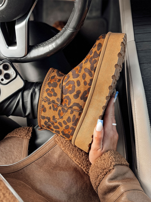 Śniegowce damskie na platformie panterka BRINETTO Dstreet ZY0572