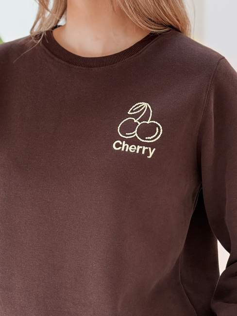 Bluza damska oversize z haftem CHERSOFT brązowa Dstreet BY1401