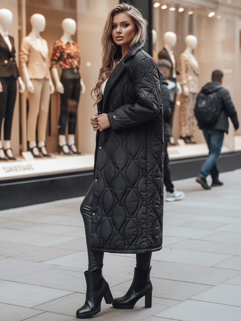 Płaszcz damski pikowany długi TRENDIFY czarny Dstreet TY4378z