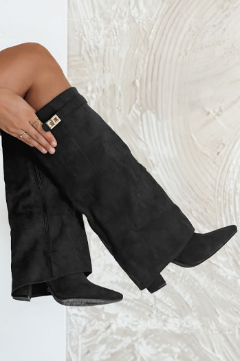 Kozaki damskie z szeroką cholewką czarne Dstreet ZY1212