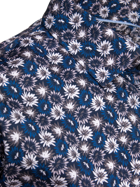 Koszula męska we wzory z długim rękawem granatowa Dstreet DX2666