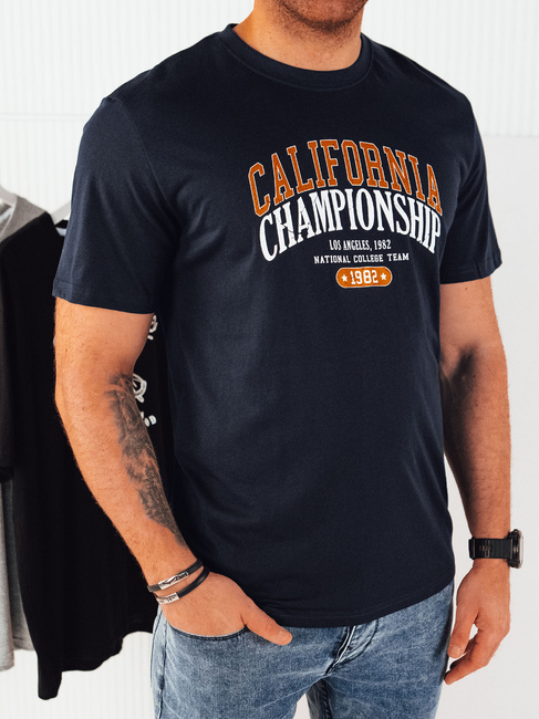 Koszulka męska z nadrukiem granatowa Dstreet RX5389