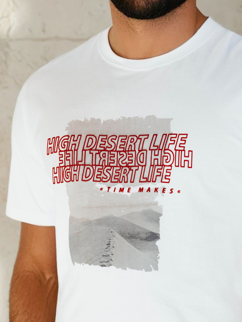 Koszulka męska z nadrukiem biała Dstreet RX5487