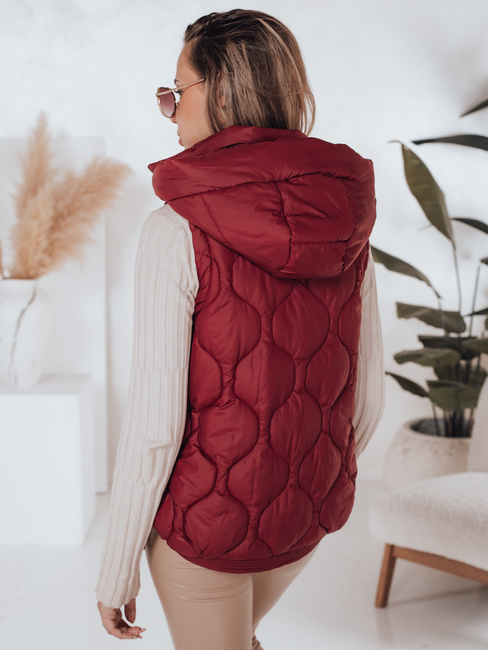 Kamizelka damska pikowana z kapturem MISSVEST bordowa Dstreet TY5017