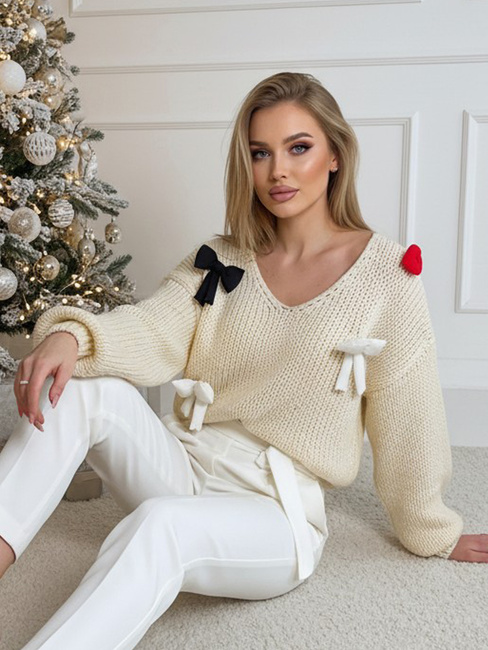 Sweter damski one size PUREBOW beżowy Dstreet MY2363z