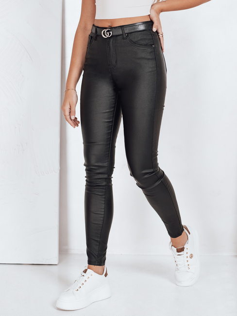 Spodnie rurki z ekoskóry czarne Dstreet UY2764