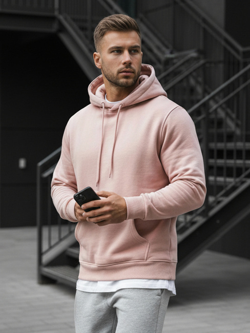 Bluza męska z kapturem różowa Dstreet BX4845