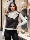 Kamizelka damska zamszowa z kożuszkiem WOOLZIP brązowa Dstreet TY4746z