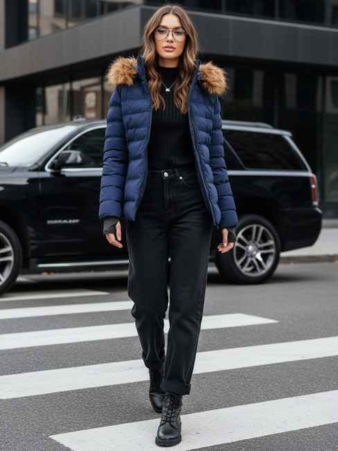 Kurtka zimowa damska pikowana VERSES granatowa Dstreet TY4039