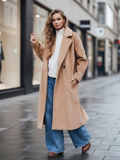 Płaszcz damski przejściowy oversize brązowy Dstreet NY0767z