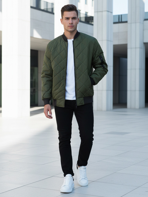 Kurtka męska pikowana bomber jacket zielona TX2216