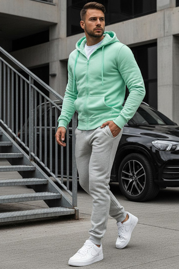 Bluza męska z kapturem miętowa Dstreet BX5231