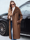 Płaszcz zimowy damski CHICFROST długi brązowy skórzany Dstreet TY4992