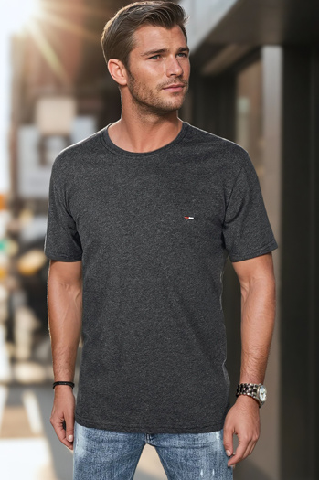 T-shirt męski z haftem ciemnoszary Dstreet RX5634