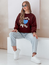 Bluza damska oversize z nadrukiem JUST LOVE YOU bordowa Dstreet BY1474