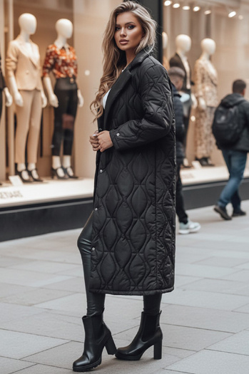 Płaszcz damski pikowany długi TRENDIFY czarny Dstreet TY4378z