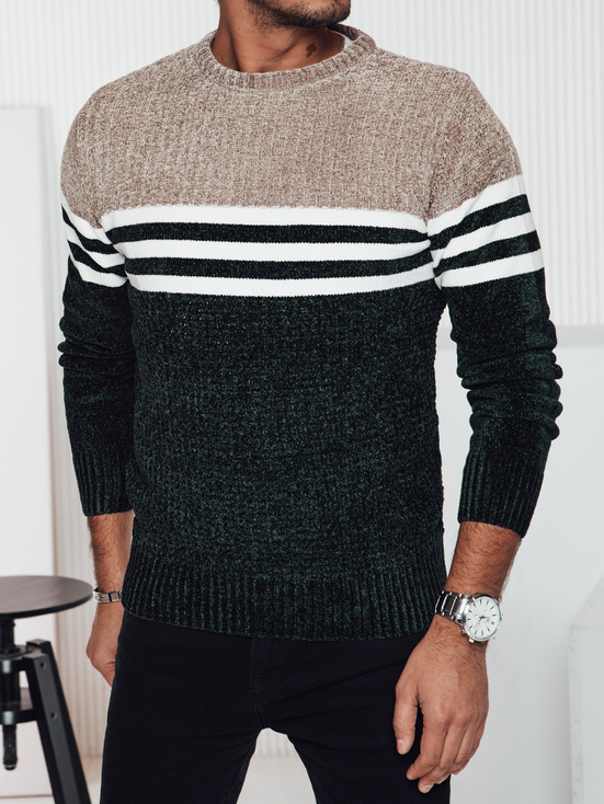 Sweter męski w paski zielony Dstreet WX2231