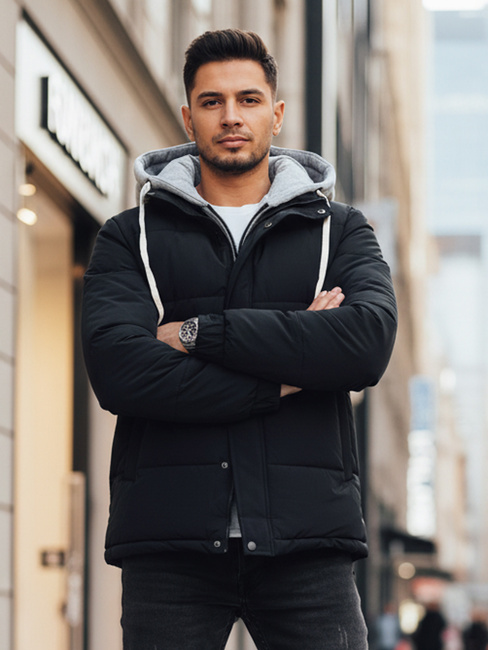 Kurtka męska zimowa pikowana z kapturem granatowa Dstreet TX5101