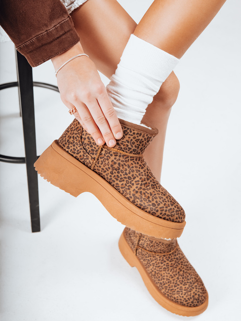 Śniegowce damskie na grubej podeszwie panterka Dstreet ZY1280