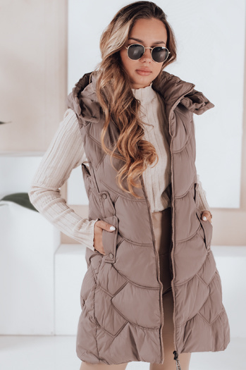 Kamizelka damska ocieplana pikowana latte Dstreet TY5104