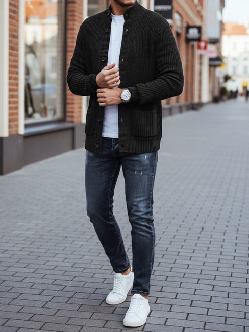 Sweter męski kardigan czarny Dstreet WX2347