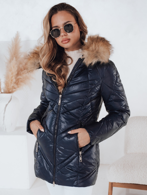 Kurtka zimowa damska pikowana SOLARIS granatowa Dstreet TY4009