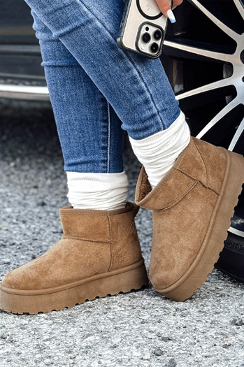 Śniegowce damskie na platformie beżowe Dstreet ZY1066